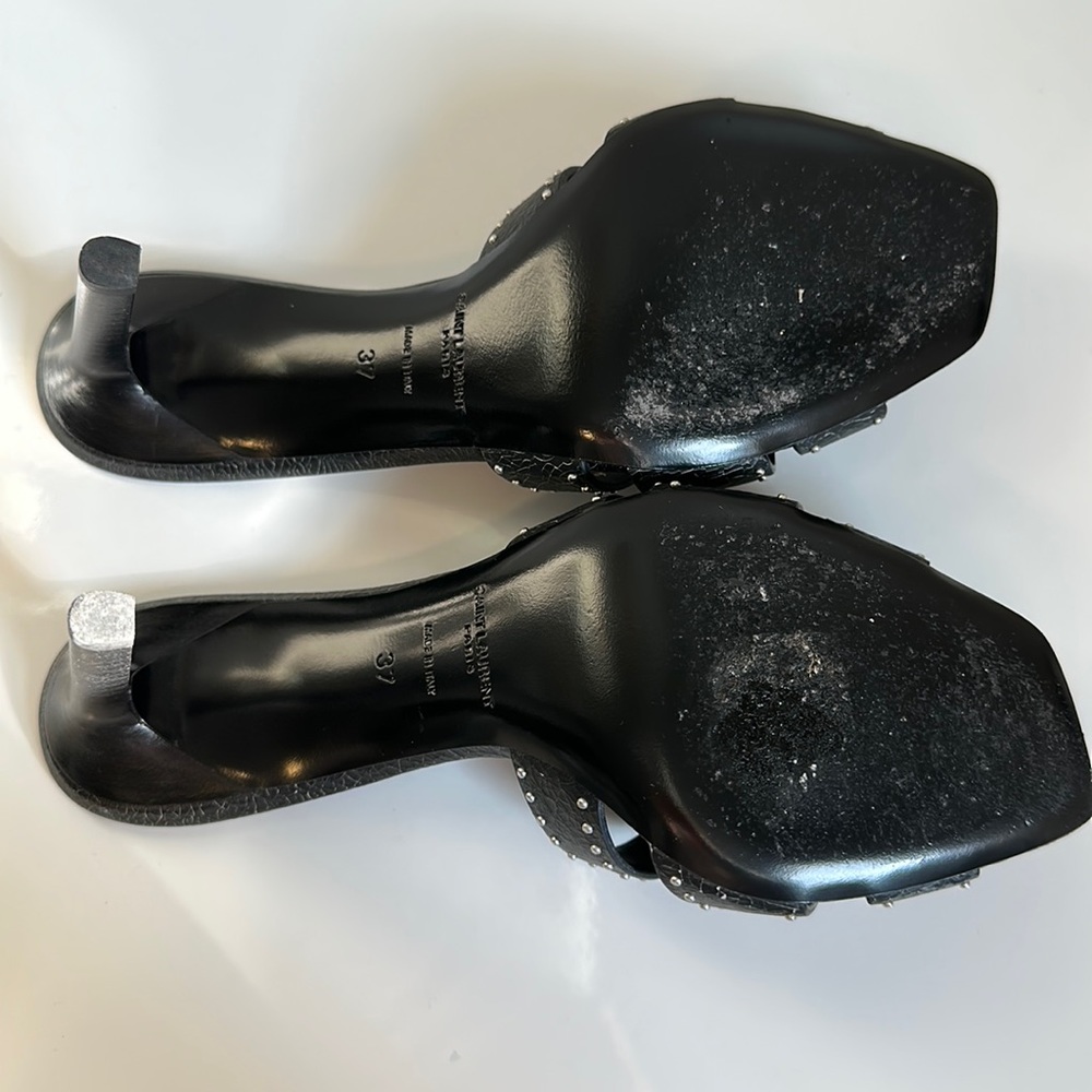 Saint Laurent Tribute Studded Leather Stiletto Sandals - Picture 14 of 16